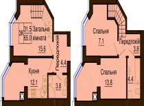 Двухуровневая квартира 65 м/кв - ЖК София