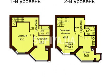 Двухуровневая квартира 94.2 м/кв - ЖК София