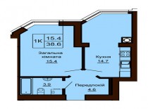 Однокомнатная квартира 38.6 м/кв - ЖК София