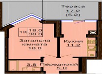 Однокомнатная квартира 38.0 м/кв - ЖК София