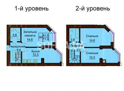 Двухуровневая квартира 71.5 м/кв - ЖК София