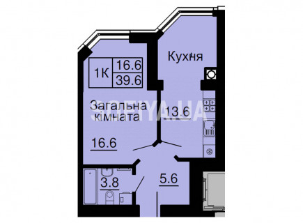 Однокомнатная квартира 39,6 м/кв - ЖК София