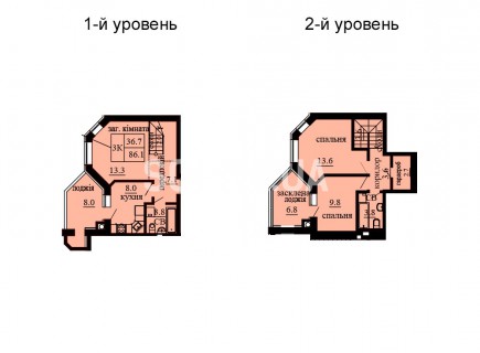 Двухуровневая квартира 86.1 м/кв - ЖК София