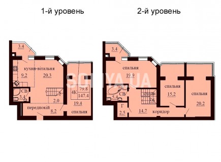 Двухуровневая квартира 147.4 м/кв - ЖК София