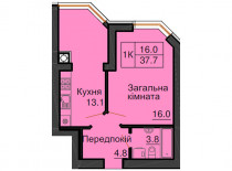 Однокомнатная квартира 37,7 м/кв - ЖК София