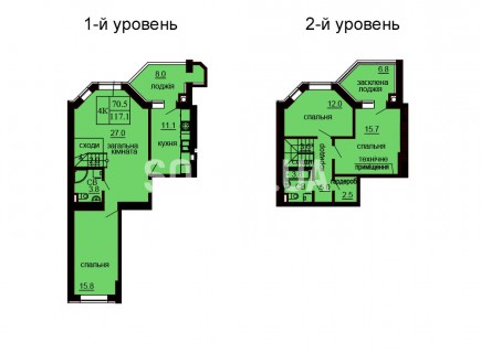 Двухуровневая квартира 117.1 м/кв - ЖК София