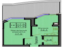 Однокомнатная квартира 37,6 м/кв - ЖК София