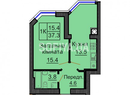 Однокомнатная квартира 37,3 м/кв - ЖК София