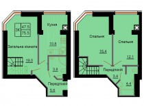 Двухуровневая квартира 75.5 м/кв - ЖК София