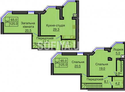 Двухуровневая квартира 125 м/кв - ЖК София