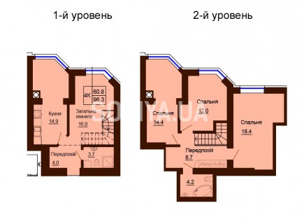 Двухуровневая квартира 96.3 м/кв - ЖК София