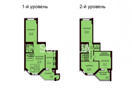 Двухуровневая квартира 132.9 м/кв - ЖК София