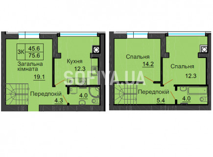 Дворівнева квартира 75,6 м.кв - ЖК София