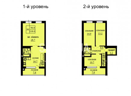 Двухуровневая квартира 118 м/кв - ЖК София