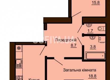 2-х комнатная квартира 68.6 м/кв - ЖК София