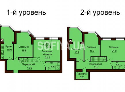Двухуровневая квартира 146.6 м/кв - ЖК София