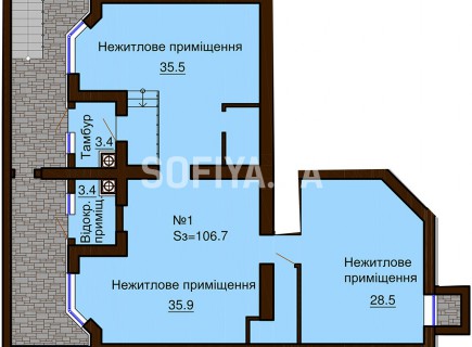 Нежилое помещение 106.7 м/кв - ЖК София