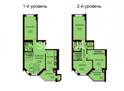 Двухуровневая квартира 132.9 м/кв - ЖК София