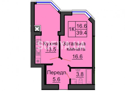 Однокомнатная квартира 39,4 м/кв - ЖК София