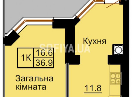 Однокомнатная квартира 36,9 м/кв - ЖК София