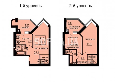 Двухуровневая квартира 95.3 м/кв - ЖК София