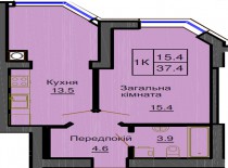 Однокомнатная квартира 37.4 м/кв - ЖК София