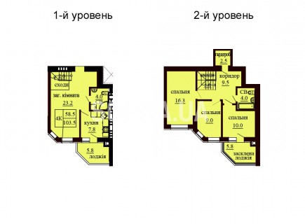 Двухуровневая квартира 103.5 м/кв - ЖК София