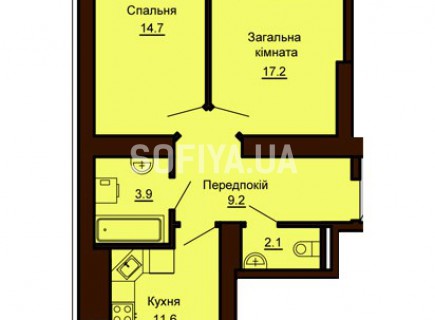 2-х комнатная квартира 58.7 м/кв - ЖК София