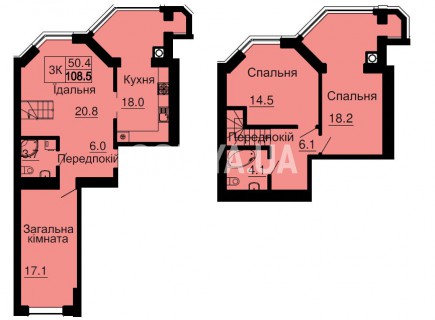 Двухуровневая квартира 108,5 м/кв - ЖК София