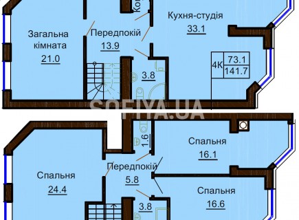 Двухуровневая квартира 141,7 м/кв - ЖК София