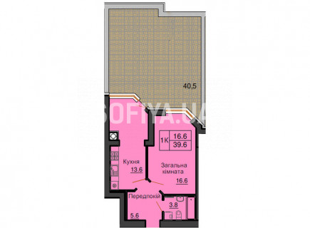 Однокімнатна квартира 39,6 м/кв - ЖК София