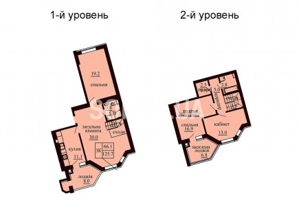 Двухуровневая квартира 125.7 м/кв - ЖК София