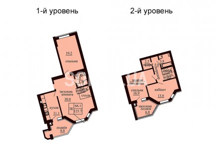 Двухуровневая квартира 125.7 м/кв - ЖК София