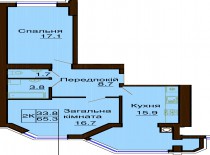 Двухкомнатная квартира 65.3 м/кв - ЖК София