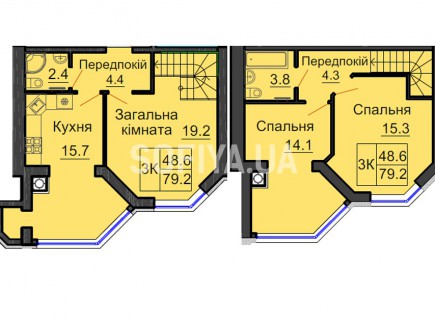 Двухуровневая квартира 79,2 м/кв - ЖК София