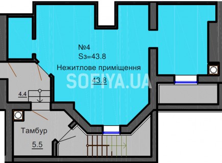 Нежилое помещение 43.8 м/кв - ЖК София