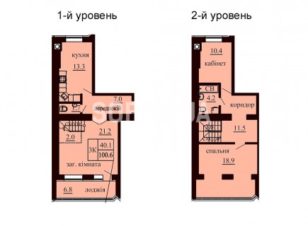 Двухуровневая квартира 100.6 м/кв - ЖК София