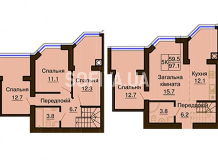 Двухуровневая квартира 97.1 м/кв - ЖК София