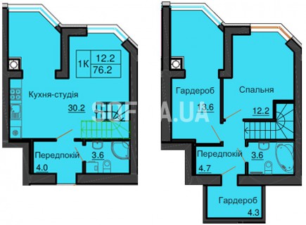 Двухуровневая квартира 76,2 м/кв - ЖК София