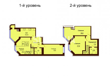 Двухуровневая квартира 115.2 м/кв - ЖК София