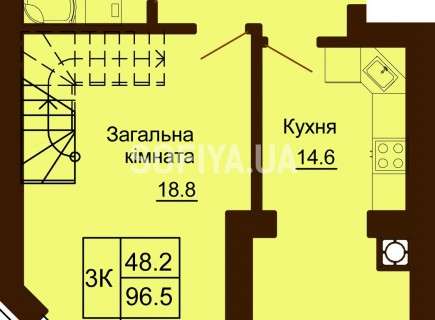 Двухуровневая квартира 96.5 м/кв - ЖК София