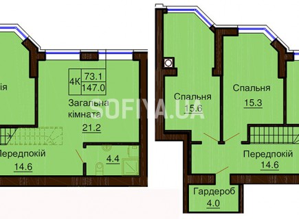 Двухуровневая квартира 147 м/кв - ЖК София