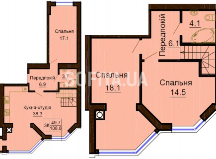 Двухуровневая квартира 108.8 м/кв - ЖК София