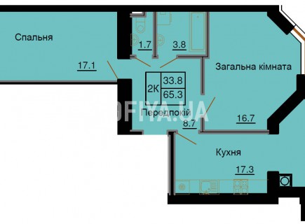 Двухкомнатная квартира 65,3 м/кв - ЖК София