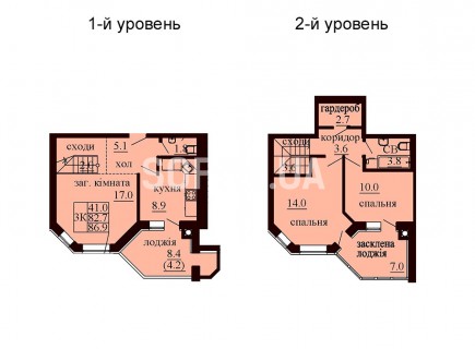 Двухуровневая квартира 86.9 м/кв - ЖК София