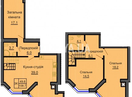 Двухуровневая квартира 108,7 м/кв - ЖК София