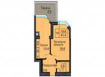 Однокомнатная квартира 39,4 м/кв - ЖК София