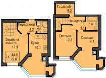 Дворівнева квартира 79,6 м.кв - ЖК София