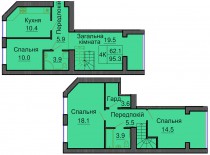 Двухуровневая квартира 95,3 м/кв - ЖК София