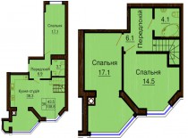 Двухуровневая квартира 108.8 м/кв - ЖК София